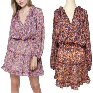 Lavender Brown Mixed Magenta Floral Dress
